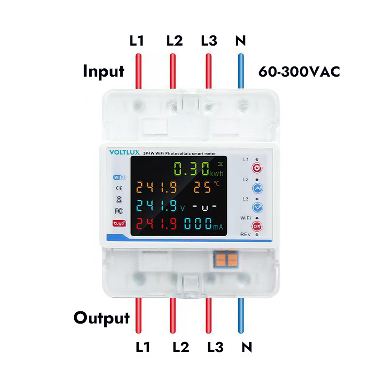 3P4W 100A Din Rail Wifi  PV Smart Meter